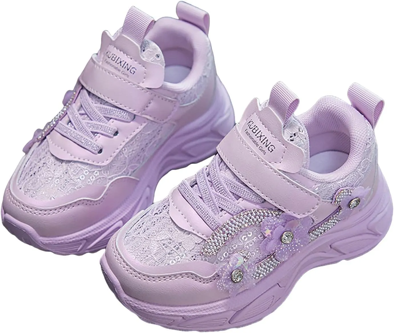 Sneakers for Girls Cute Flower Breathable Running Sneakers with Hook and Loop Comfortable Lightweight Fashion Shoes