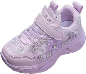 Sneakers for Girls Cute Flower Breathable Running Sneakers with Hook and Loop Comfortable Lightweight Fashion Shoes