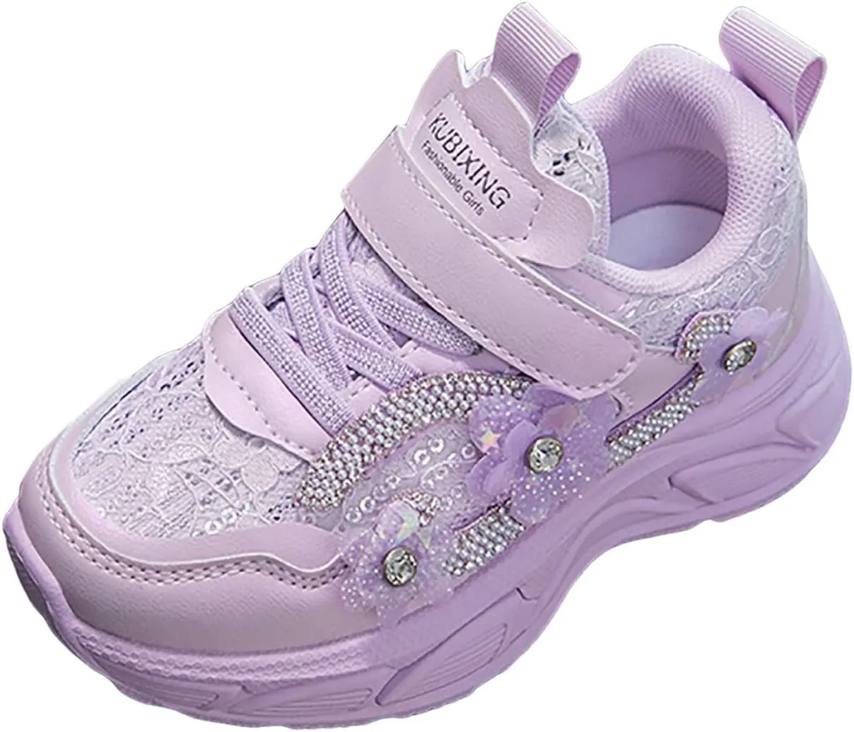 Sneakers for Girls Cute Flower Breathable Running Sneakers with Hook and Loop Comfortable Lightweight Fashion Shoes