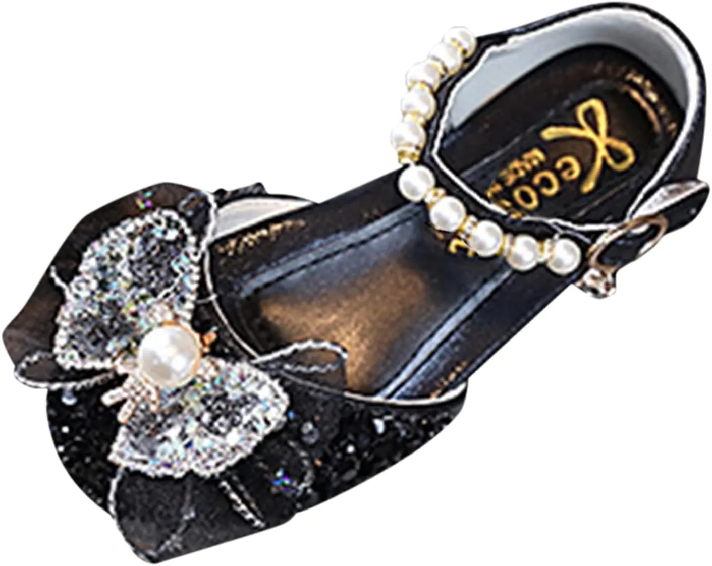 Toddler Girl School Shoes Bow Plastics Metal Pearl Rhinestone Color Matching Gradient Spring Shoes for Running Shoe Girl