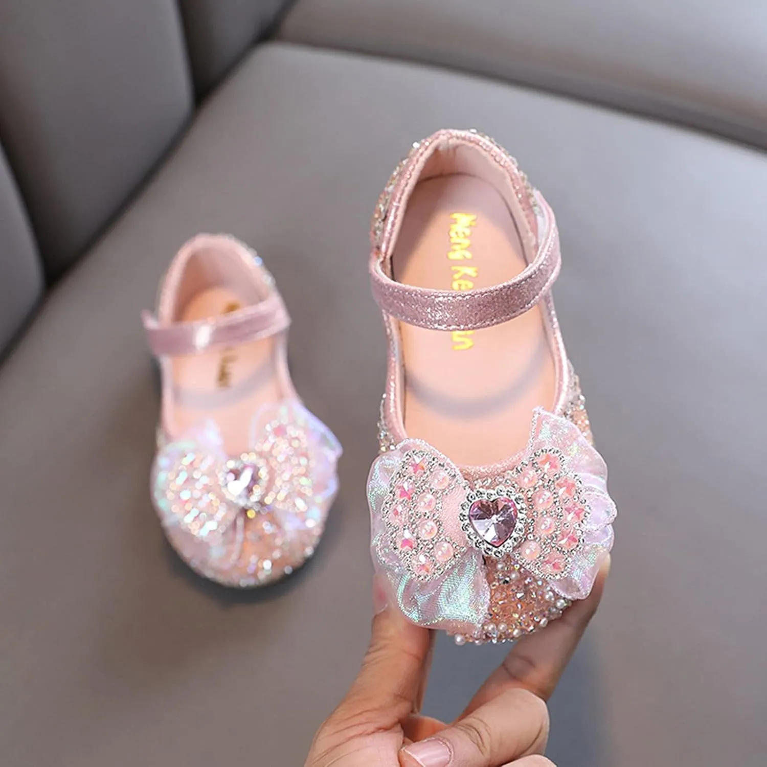 Toddler Girls Dress Shoes Ballet Flats Rhinestones Bows Flower Girl School Party Mary Jane Shoes for Girls