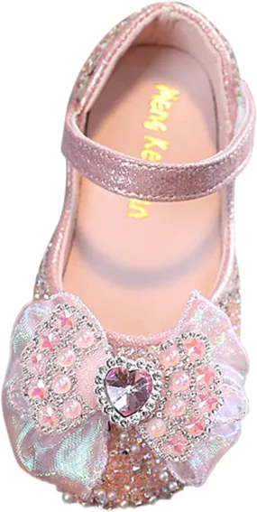 Toddler Girls Dress Shoes Ballet Flats Rhinestones Bows Flower Girl School Party Mary Jane Shoes for Girls