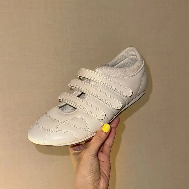 Uniwim ballet shoes 2024 autumn and winter fashion new round head sports flat women's shoes velcro Mary Jane shoes