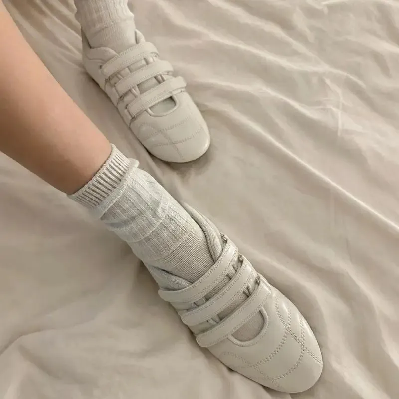 Uniwim ballet shoes 2024 autumn and winter fashion new round head sports flat women's shoes velcro Mary Jane shoes