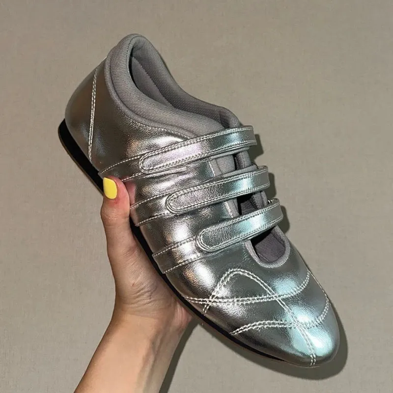 Uniwim ballet shoes 2024 autumn and winter fashion new round head sports flat women's shoes velcro Mary Jane shoes
