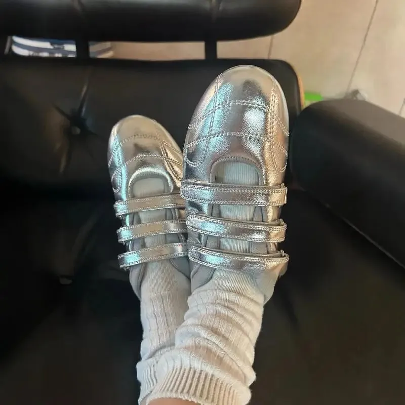 Uniwim ballet shoes 2024 autumn and winter fashion new round head sports flat women's shoes velcro Mary Jane shoes