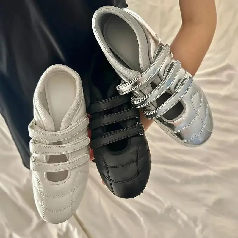 Uniwim ballet shoes 2024 autumn and winter fashion new round head sports flat women's shoes velcro Mary Jane shoes