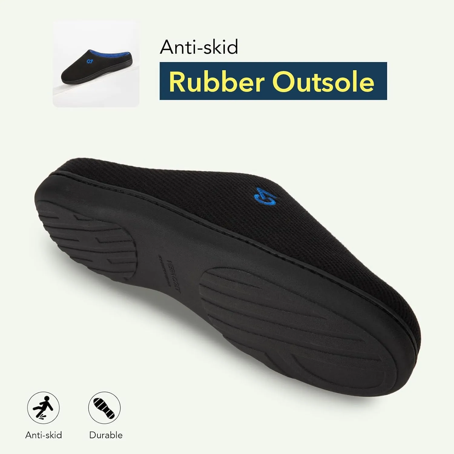 VeraCosy Men's Two-Tone Memory Foam House Slippers Indoor Outdoor Durable Rubber Sole