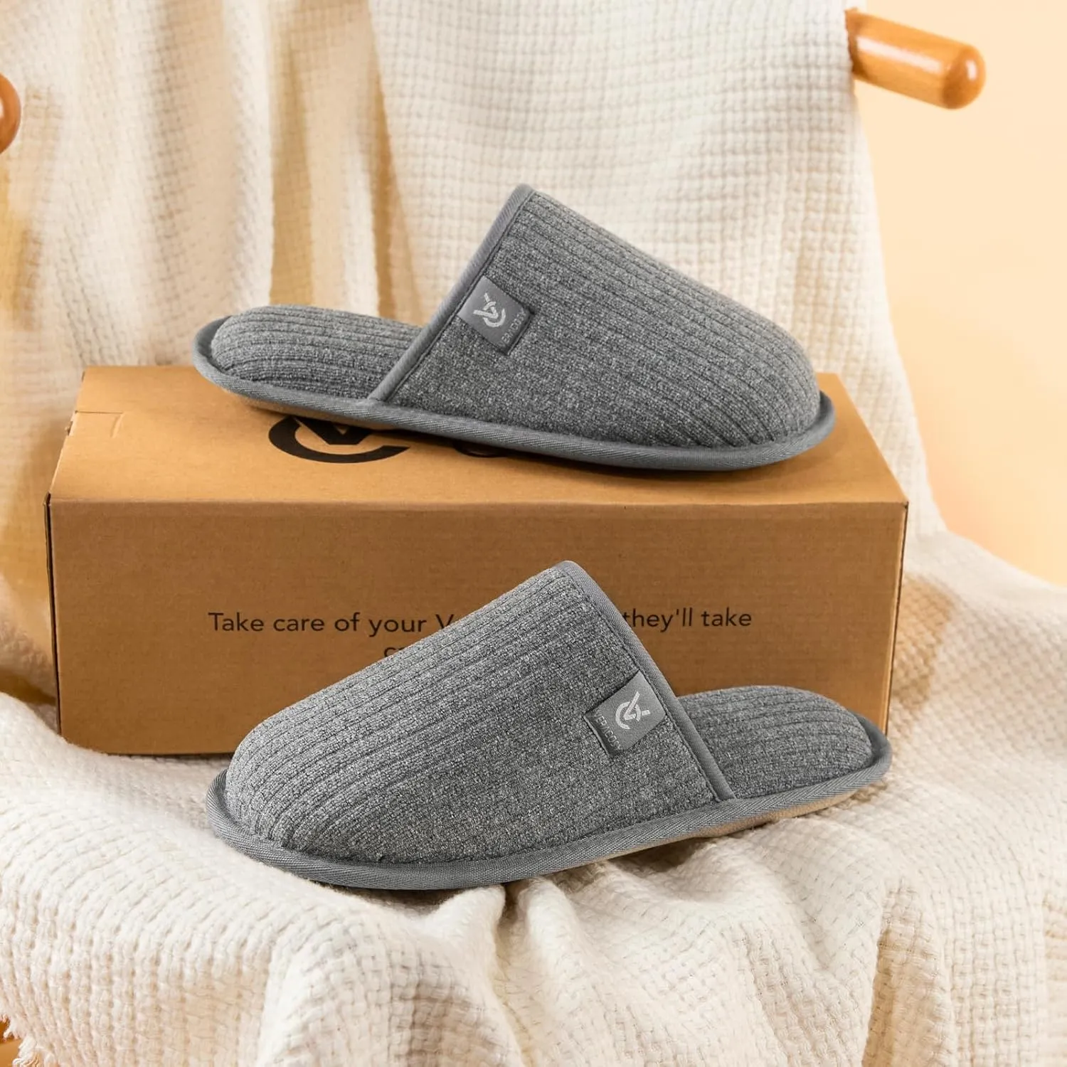 VeraCosy Women's Comfy Scuff Slippers Soft Terry Cloth Memory Foam Home House Shoes