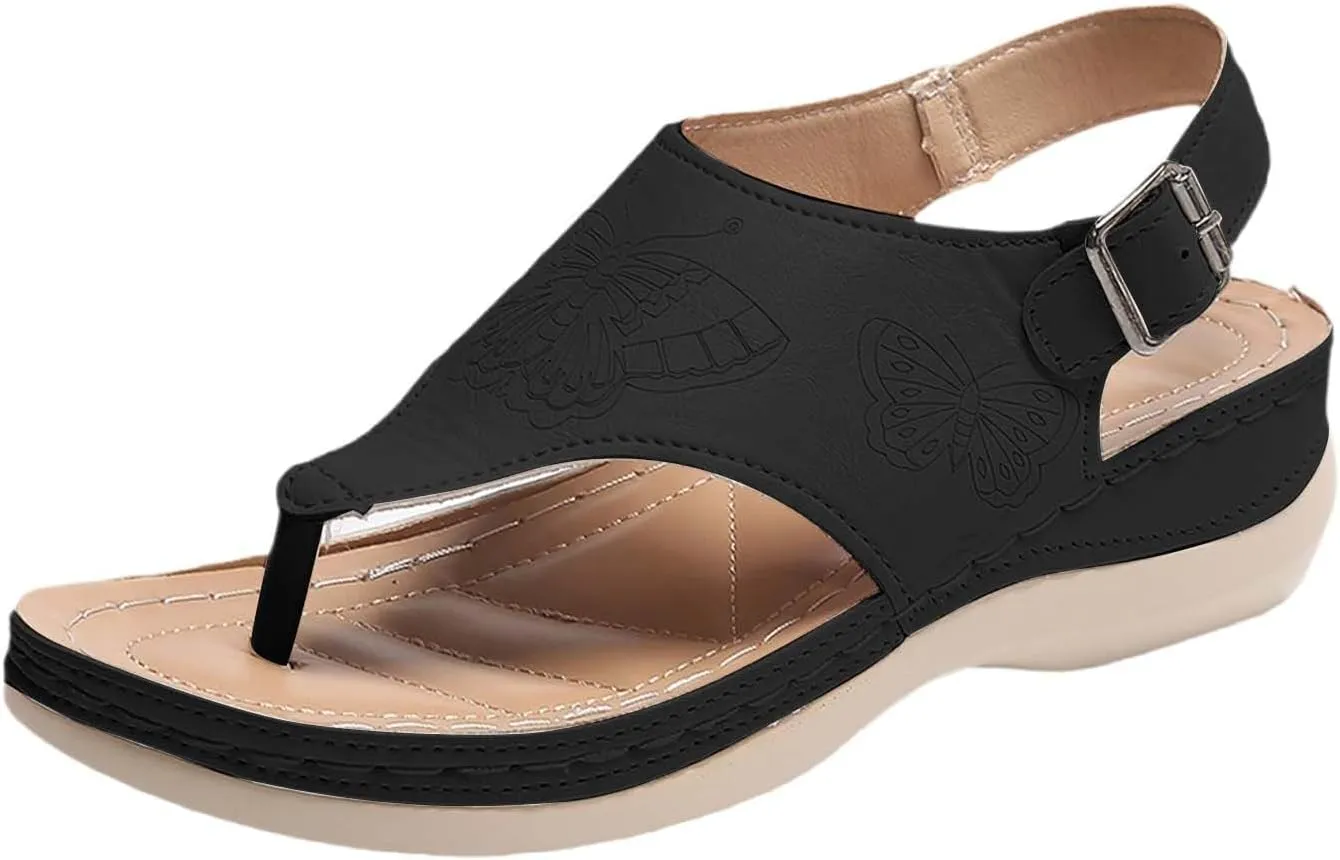 Wedge Sandals for Women Arch Support Orthopedic Sandal Comfortable Beach Flip Flops Dressy Casual Summer Low Heel Sandals Fashion Walking Wedges with Adjustable