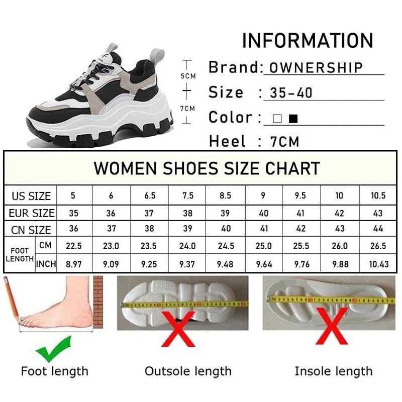 Women Chunky Sneakers Thick Bottom Platform Vulcanize Shoes Fashion Breathable Running Shoe