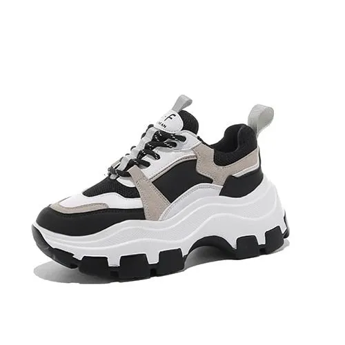 Women Chunky Sneakers Thick Bottom Platform Vulcanize Shoes Fashion Breathable Running Shoe
