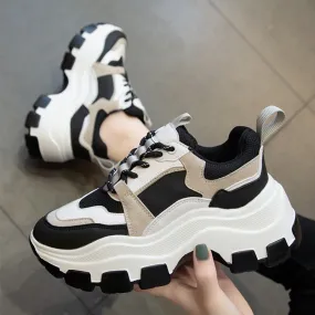 Women Chunky Sneakers Thick Bottom Platform Vulcanize Shoes Fashion Breathable Running Shoe