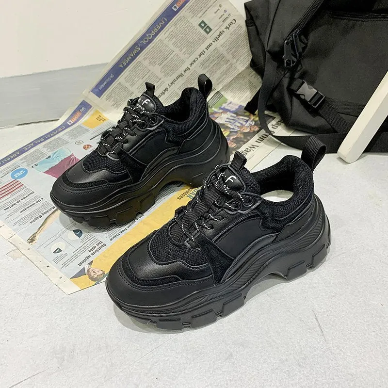 Women Chunky Sneakers Thick Bottom Platform Vulcanize Shoes Fashion Breathable Running Shoe