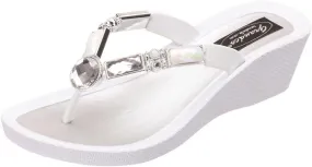 Women's 26255E Bamboo Wedge Jeweled Waterproof Molded Sole Summer Thong Sandals