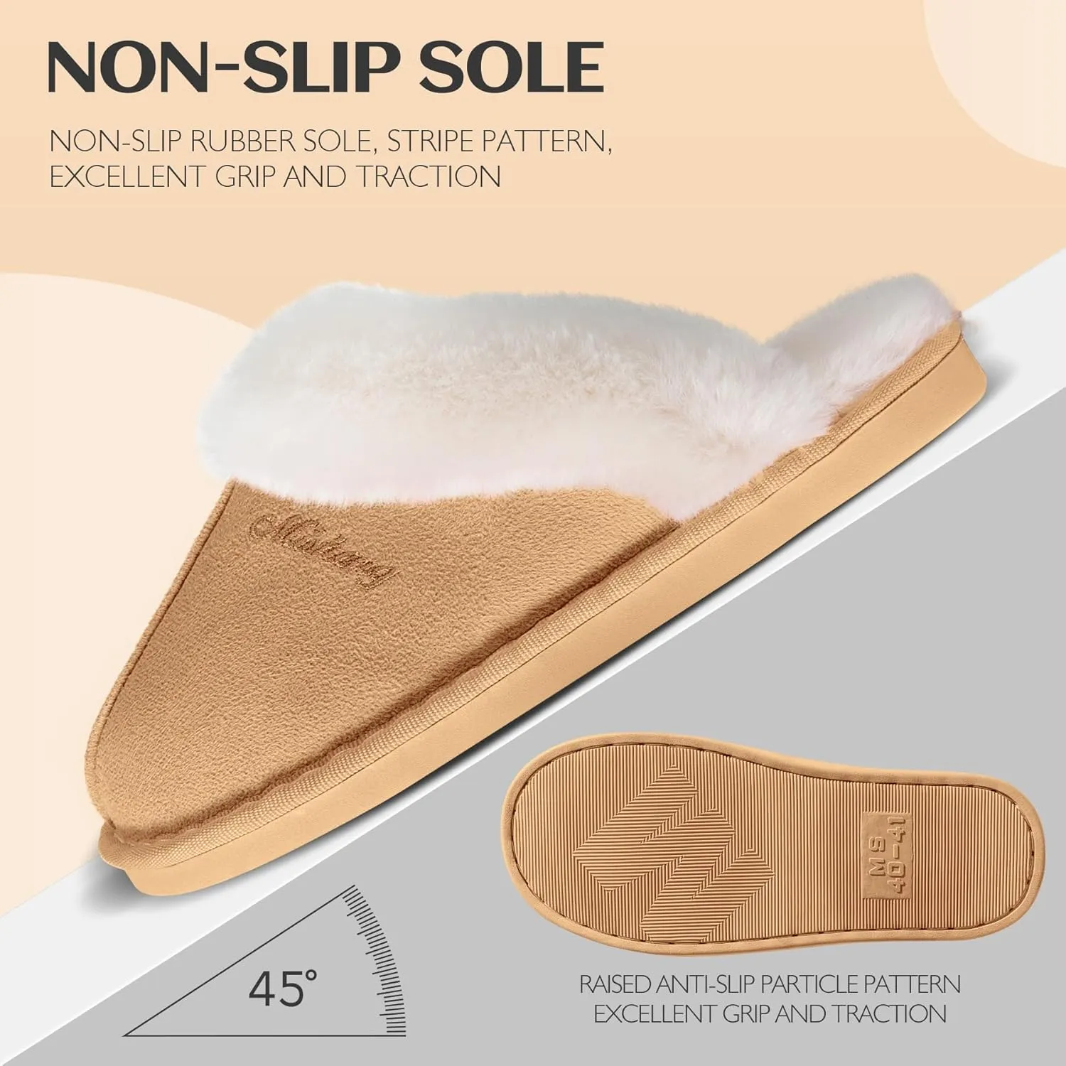 Women's Fluffy Memory Foam House Slippers - Non-slip Indoor/Outdoor