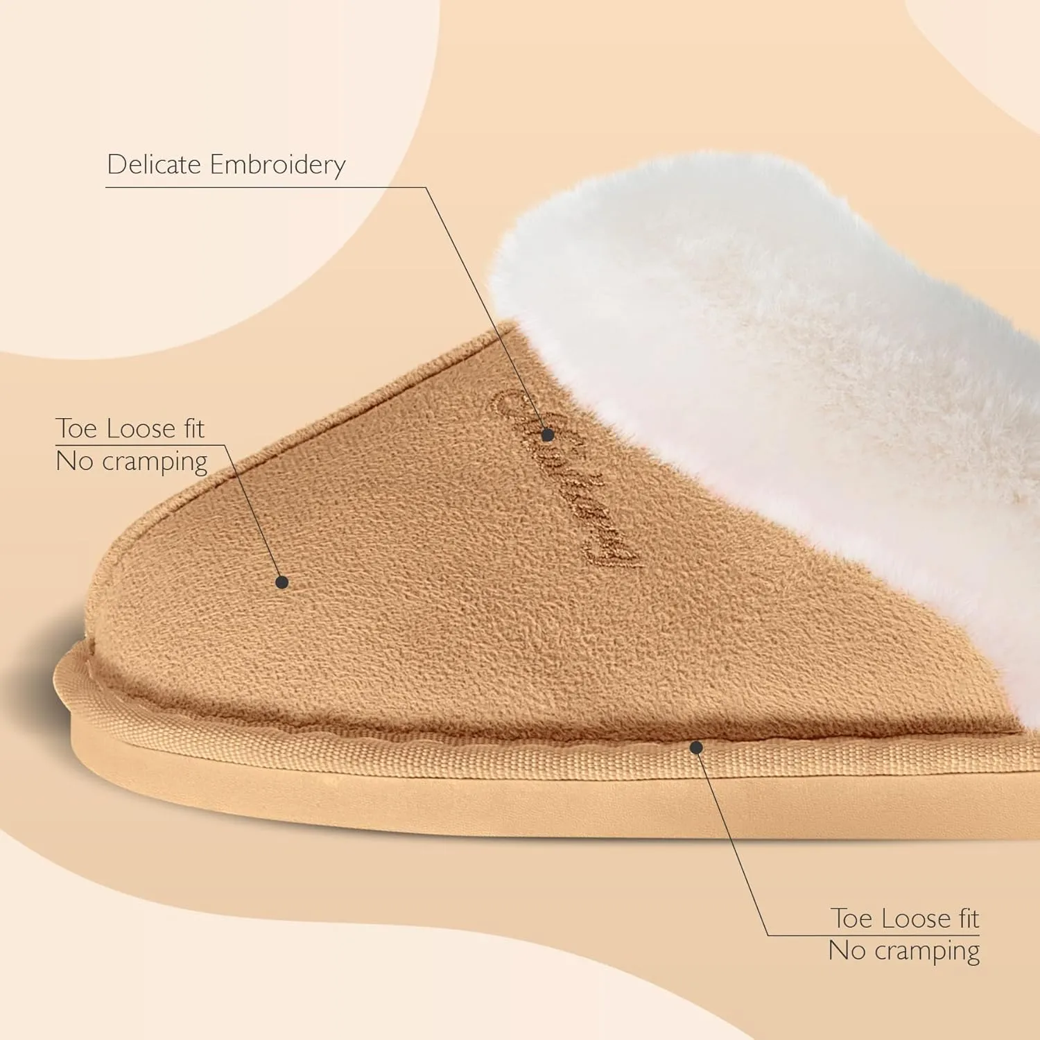 Women's Fluffy Memory Foam House Slippers - Non-slip Indoor/Outdoor