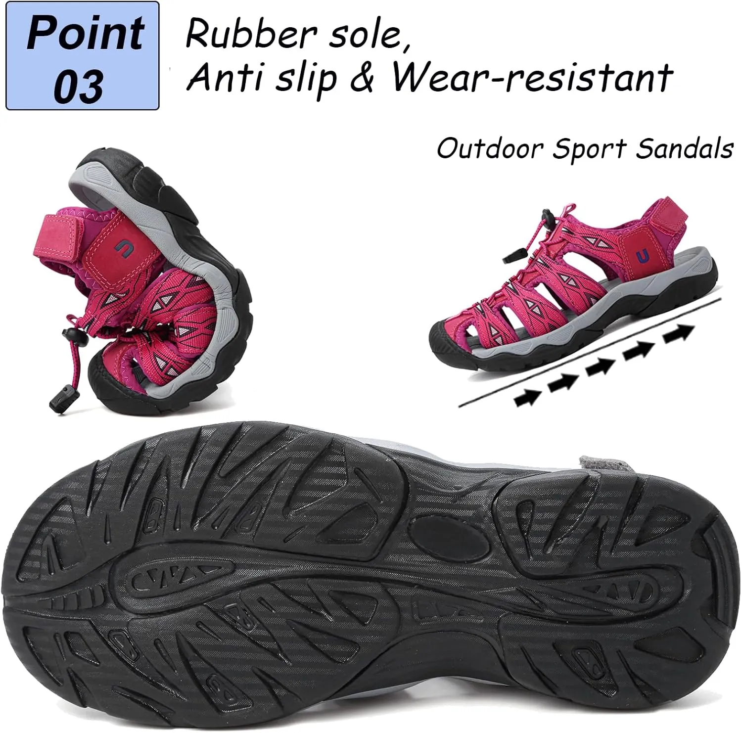 Women's Hiking Sandals Outdoor Sport Sandals Closed Toe Summer Ladies Beach Walking Sandals Water Shoes Arch Support Adjustable