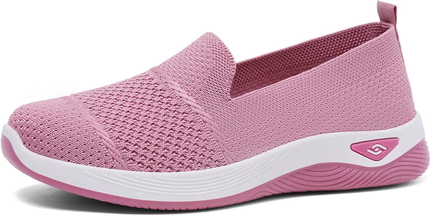 Womens Slip on Walking Shoes Non Slip Mesh Loafers Comfortable Arch Support Orthopedic Sneaker for Maternity Elderly