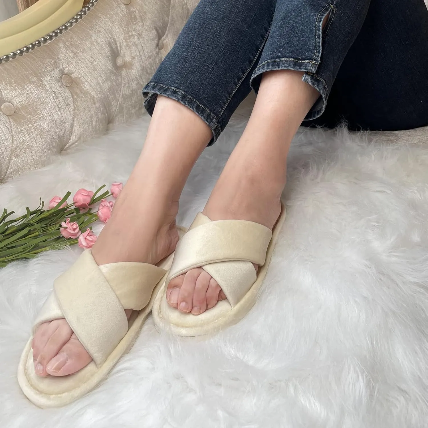 Women’s Thong Slippers with Memory Foam for Women Open Toe Slip on