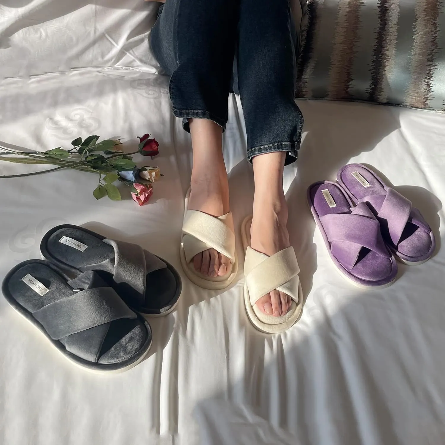 Women’s Thong Slippers with Memory Foam for Women Open Toe Slip on