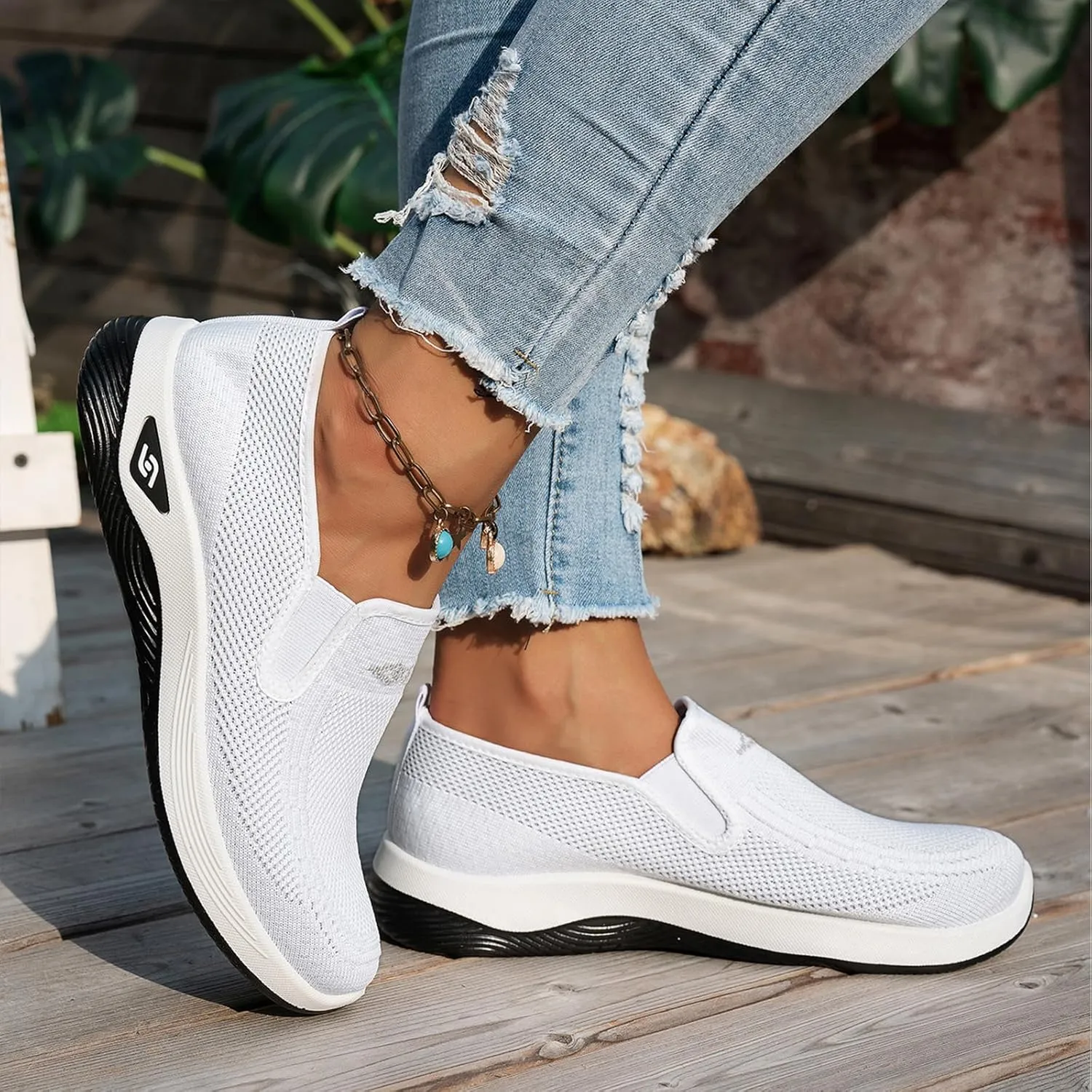 Women's Woven Orthopedic Shoes Comfortable Walking Shoe Breathable Mesh Summer Sneakers Lightweight Wide Width Slip on Shoes Diabetic Nurse Sneaker with Arch Support