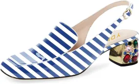 YDN Women Classic Pumps Colorful Rhinestone Block Low Heels Closed Square Toe Formal Loafer Formal Office Lady Shoe Size 4-16 US