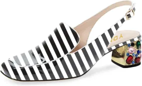 YDN Women Classic Pumps Colorful Rhinestone Block Low Heels Closed Square Toe Formal Loafer Formal Office Lady Shoe Size 4-16 US